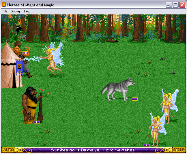 Heroes of Might and Magic (Windows) screenshot: Battle view