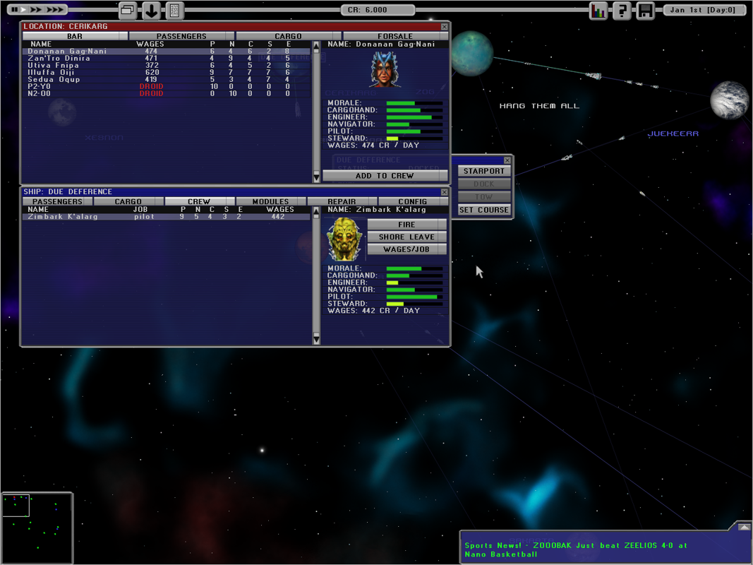 Starship Tycoon (Windows) screenshot: The Bar where you will find your crew.