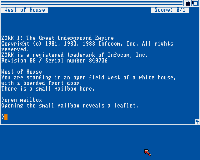 Zork: The Great Underground Empire (Amiga) screenshot: Starting location