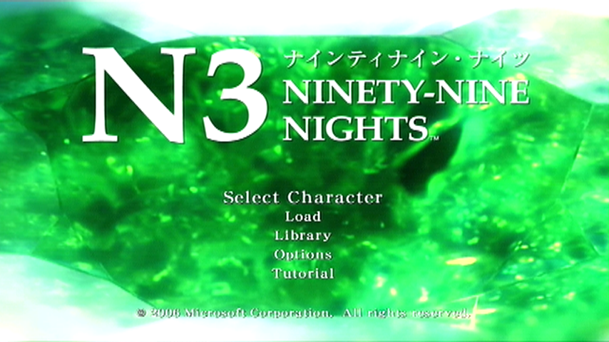 N3: Ninety-Nine Nights (Xbox 360) screenshot: Title and main menu