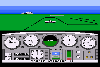 Solo Flight: 2nd Edition (Atari 8-bit) screenshot: Giving Throttle