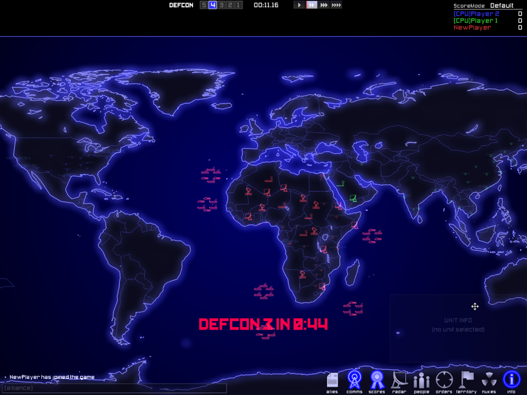 DEFCON: Global Nuclear Domination Game (Windows) screenshot: The whole world is involved in this conflict