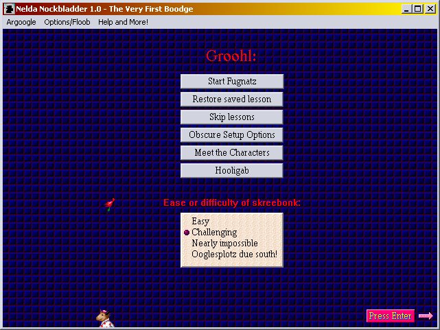 Nelda Nockbladder's Anatomy Lesson (Windows) screenshot: The main menu -- a first taste of things to come...