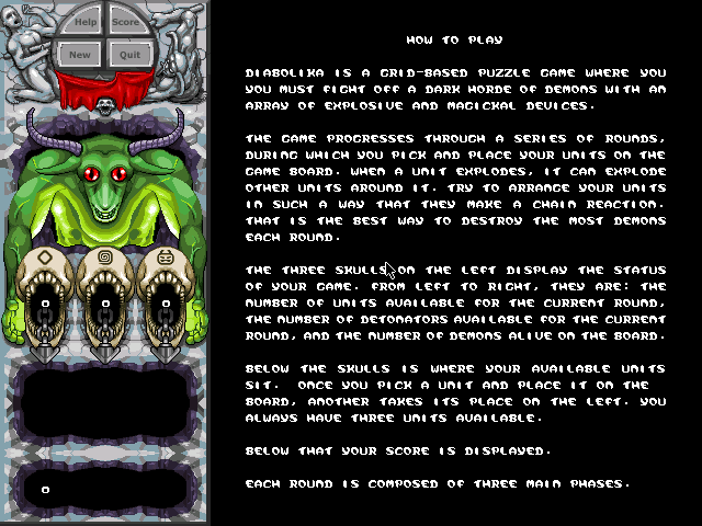 Diabolika 2: The Devil's Last Stand (Windows) screenshot: Instructions