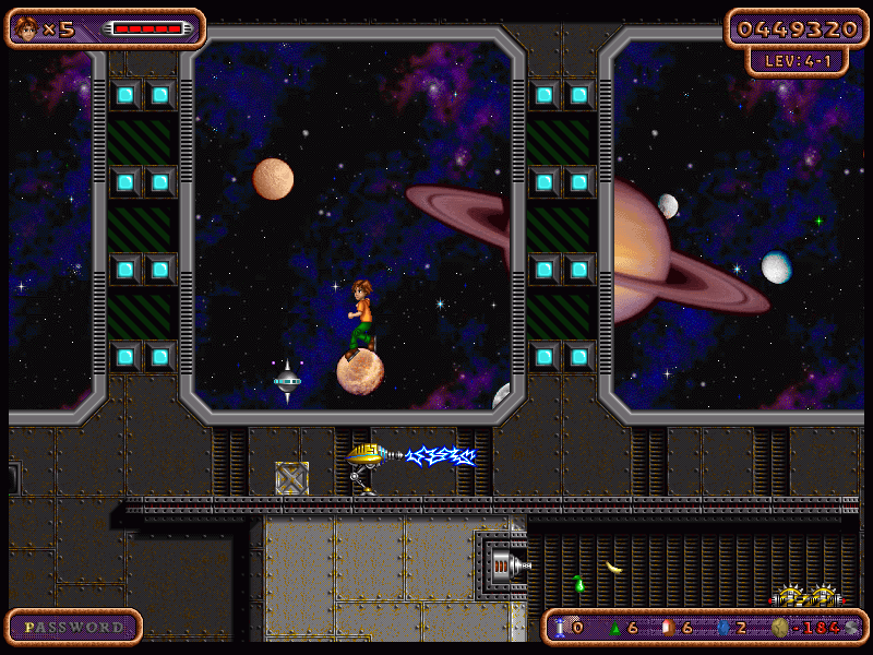 Bud Redhead: The Time Chase (Windows) screenshot: The Spaceship's View of Saturn