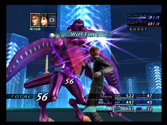 Xenosaga: Episode III - Also Sprach Zarathustra (PlayStation 2) screenshot: Attacking an enemy.