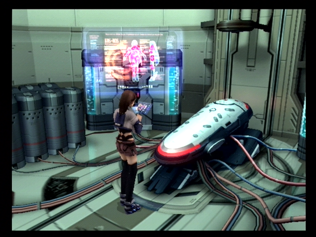 Xenosaga: Episode III - Also Sprach Zarathustra (PlayStation 2) screenshot: Repairing KOS-MOS