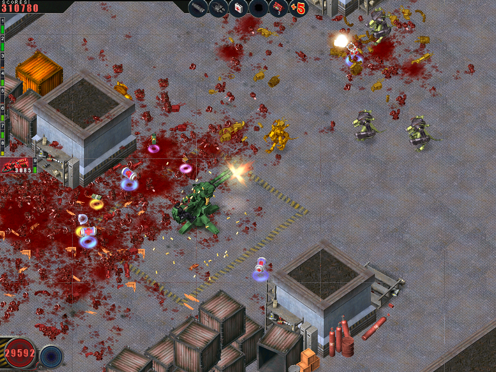 Alien Shooter (Windows) screenshot: The cannon. Think it's bloody now?