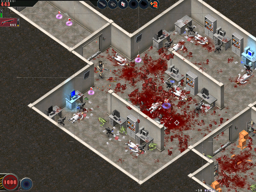 Alien Shooter (Windows) screenshot: First fight