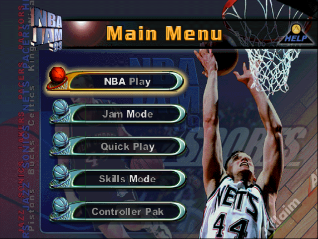 NBA Jam 99 (Nintendo 64) screenshot: Menu screen.