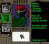 World Destruction League: Thunder Tanks (Game Boy Color) screenshot: Character selection. A ninja?