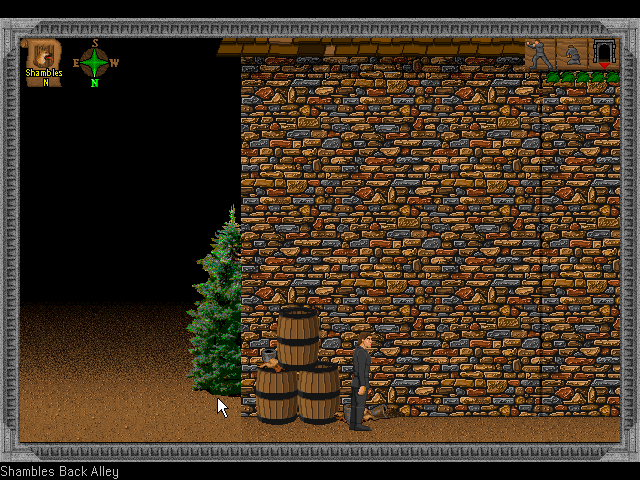 Shadows of Cairn (DOS) screenshot: A back alley.