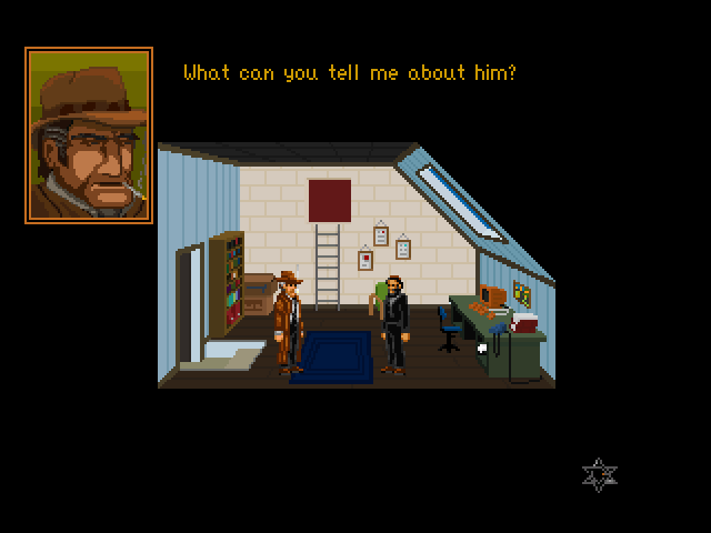 The Shivah (Windows) screenshot: Detective Durking comes by to interrogate.