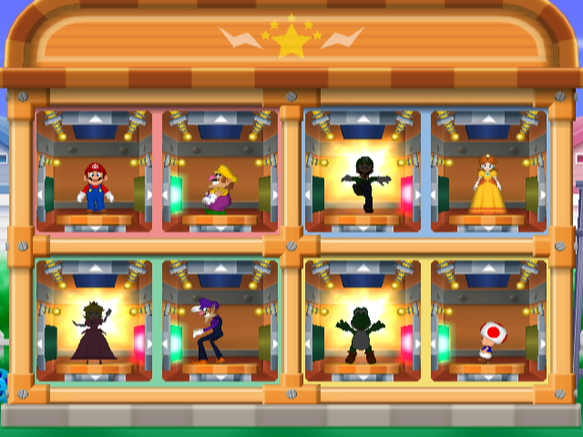 Mario Party 7 (GameCube) screenshot: Punch the buttons as they light up, but avoid electric shocks!