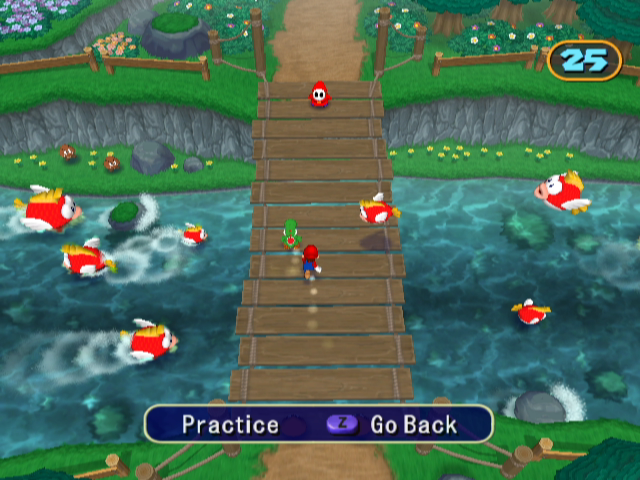 Mario Party 7 (GameCube) screenshot: You can practice each minigame before playing for real.