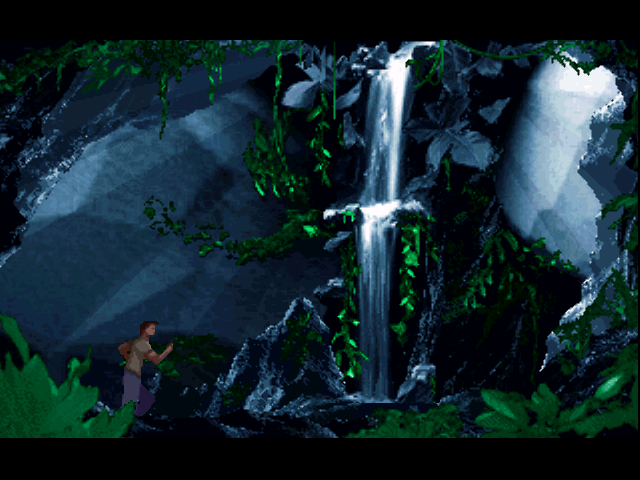 onEscapee (Windows) screenshot: Running past the waterfall.