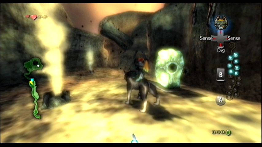 The Legend of Zelda: Twilight Princess (Wii) screenshot: Exploring Death Mountain while transformed into a wolf.