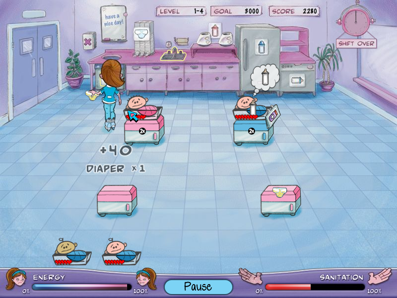 Carrie the Caregiver: Episode 1 - Infancy (Windows) screenshot: Changing diapers... how fun