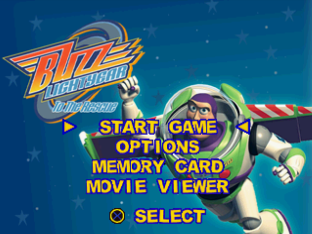 Disney•Pixar Toy Story 2: Buzz Lightyear to the Rescue! (PlayStation) screenshot: Main menu.