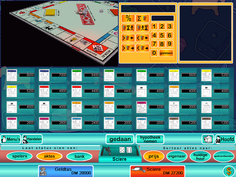 Monopoly (Windows) screenshot: Overview of all available property