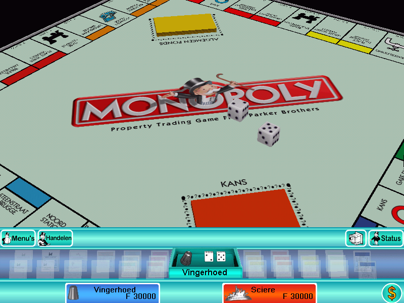 Monopoly (Windows) screenshot: The entire board is animated.