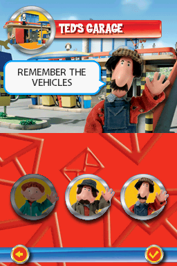 Postman Pat: Special Delivery Service (Nintendo DS) screenshot: Ted's Garage menu