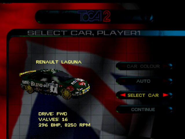 TOCA 2: Touring Car Challenge (PlayStation) screenshot: Car selection
