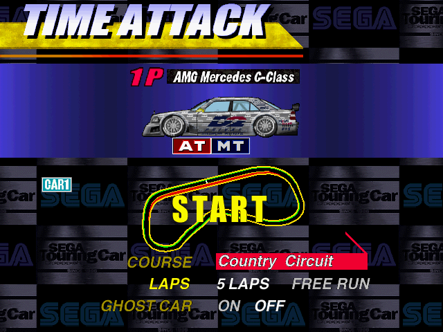 SEGA Touring Car Championship (Windows) screenshot: Choosing car, track and options