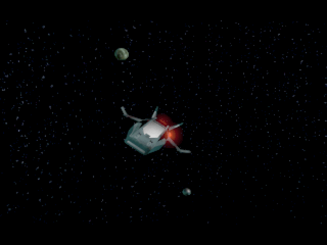 Robinson's Requiem (Macintosh) screenshot: A spaceship flies through, er, space