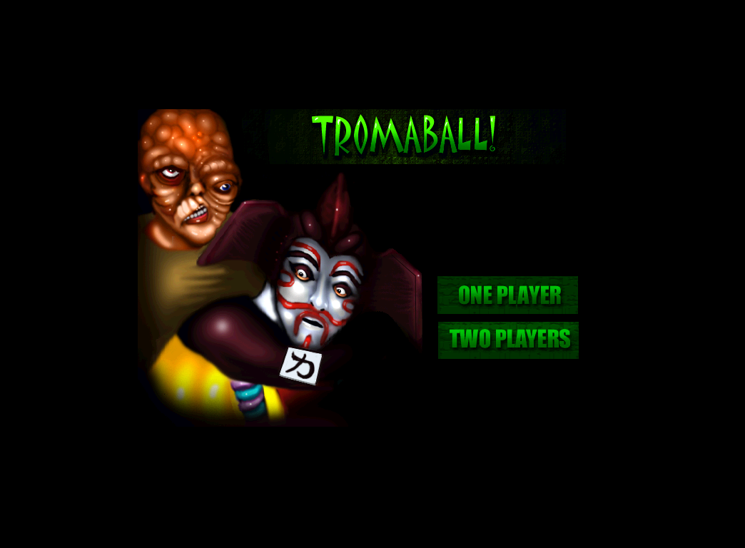 Tromaball (Windows) screenshot: Title screen / start menu
