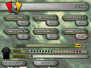 VR Soccer '96 (PlayStation) screenshot: Setup