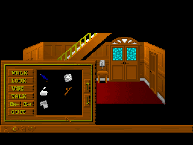 5 Days a Stranger (Windows) screenshot: The hall with the inventory shown.
