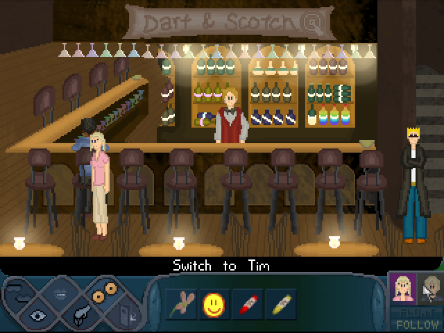 Two of a Kind (Windows) screenshot: The bar, where you can find Dr Love.
