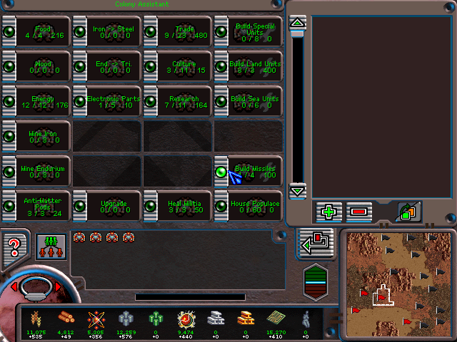 Deadlock II: Shrine Wars (Windows) screenshot: The colony assistant merges all of your settlement's tasks into one screen.