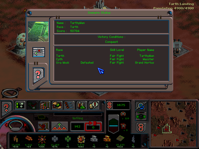 Deadlock II: Shrine Wars (Windows) screenshot: The scenario status window