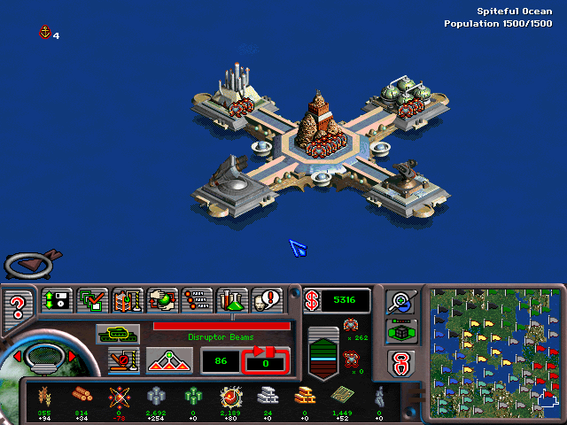 Deadlock II: Shrine Wars (Windows) screenshot: You can now build on seas with sea platforms.