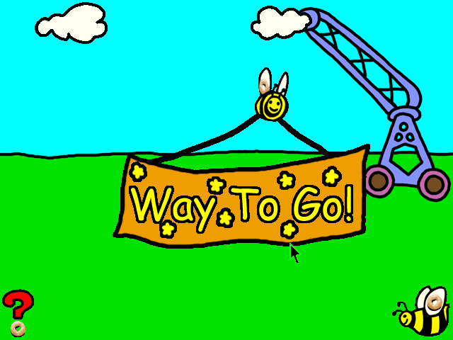 Cheerios Play Time (Windows) screenshot: The Cheerios bee expresses his approval after you finish a task.