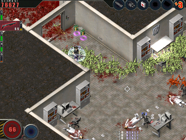 Alien Shooter (Windows) screenshot: An overwhelming alien attack