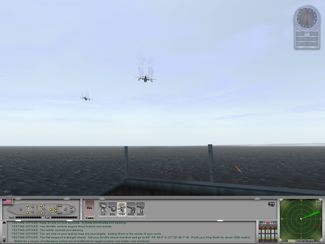Enigma: Rising Tide (Windows) screenshot: Interrupted by attacking planes!