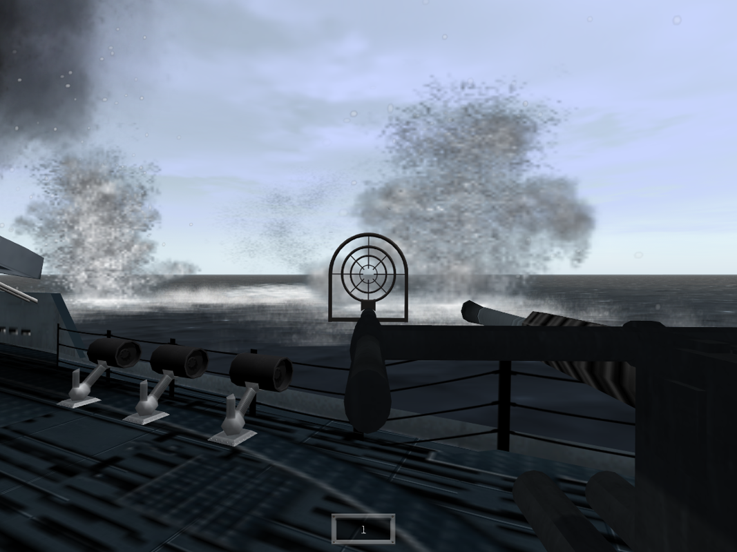 Enigma: Rising Tide (Windows) screenshot: Splashes from depth charges
