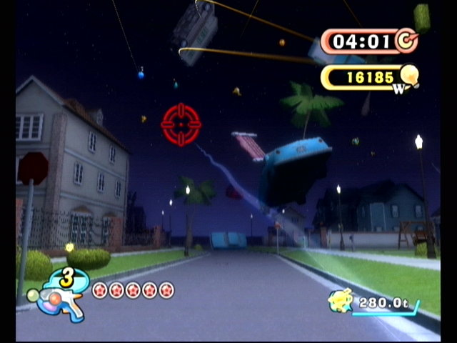 Elebits (Wii) screenshot: Hmm, everything is floating out here too...those Elebits sure can cause trouble!