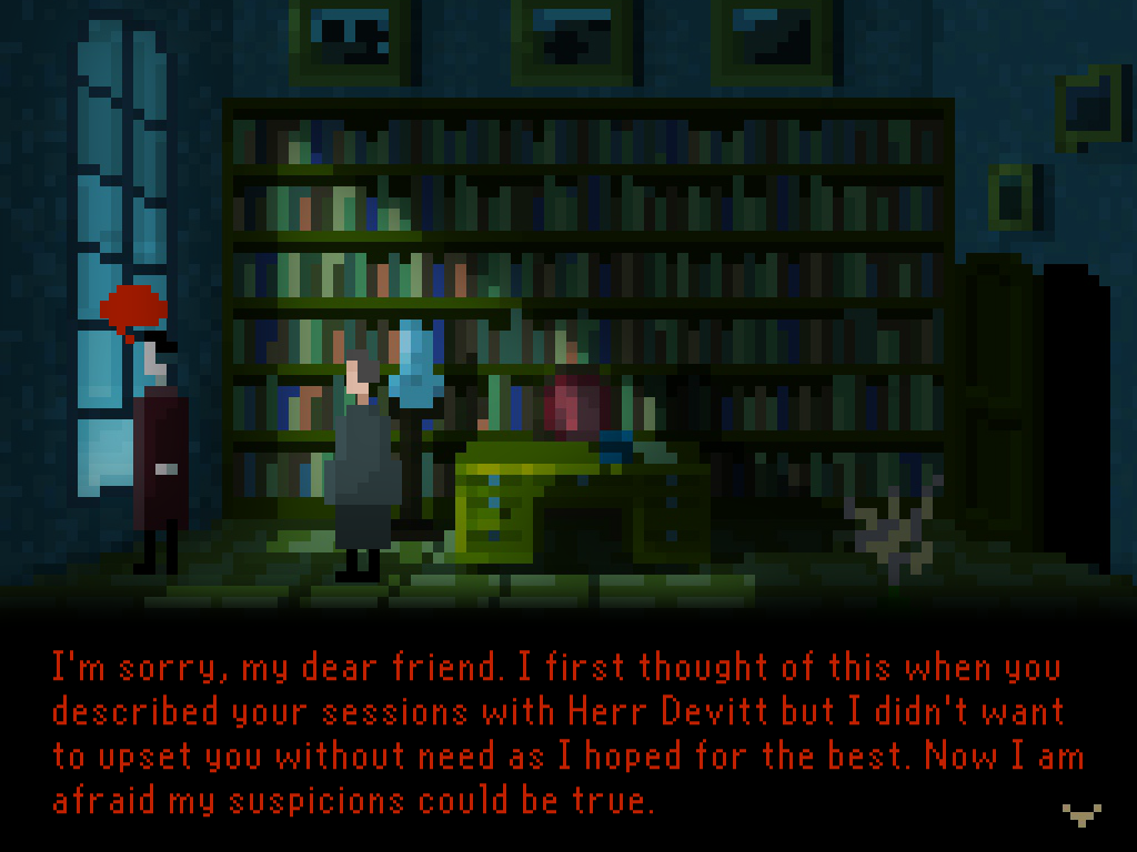 The Last Door: Collector's Edition (Windows) screenshot: As the case starts to trascend psychiatry, Devitt's psychiatrist seeks the help of his mentor, Dr. Kaufmann, who is more versed in the supernatural.