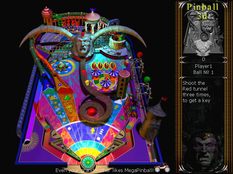 Mega Pinball (Windows) screenshot: Crystal Tower - can anyone get the ball into play on here?
