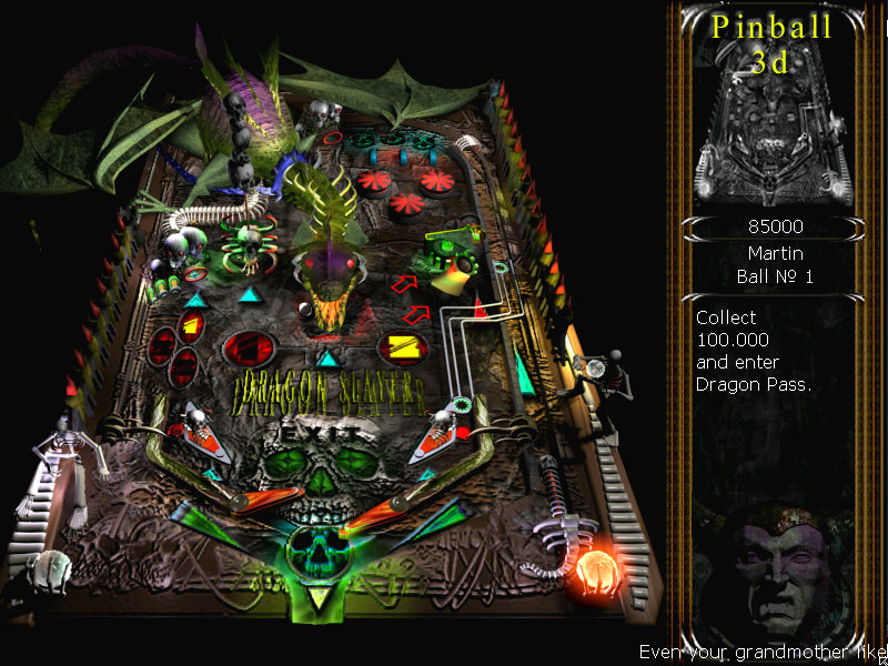 Mega Pinball (Windows) screenshot: Enter the dragon