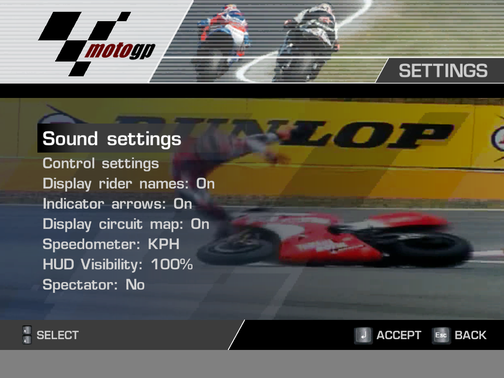 MotoGP: Ultimate Racing Technology 3 (Windows) screenshot: Options