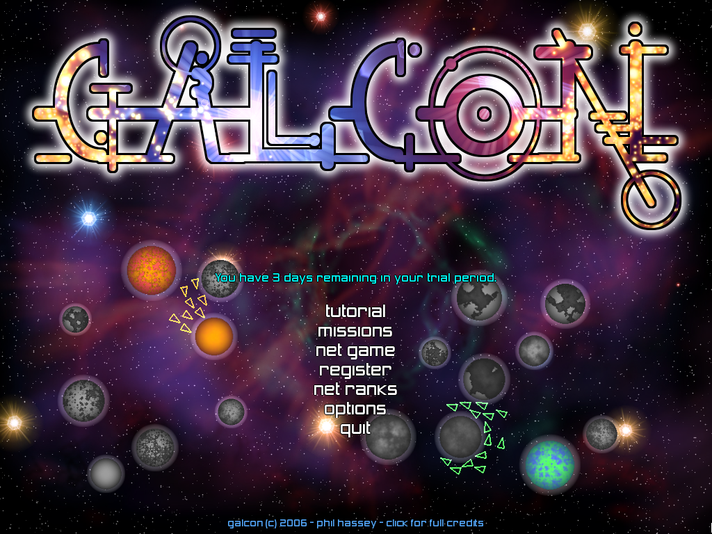 Galcon (Windows) screenshot: Title Screen