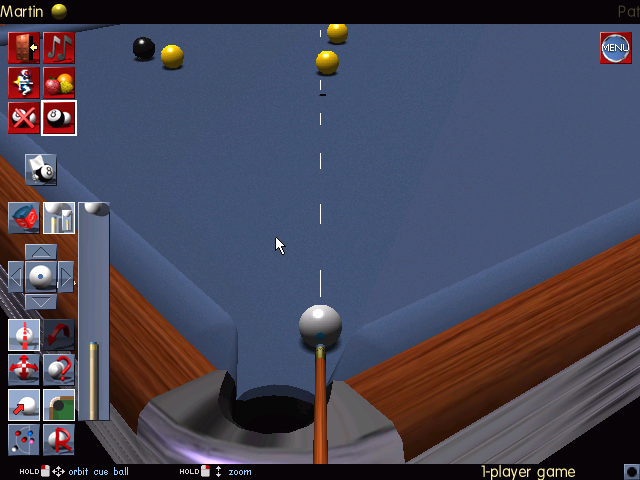 Jimmy White's 2: Cueball (Windows) screenshot: Changing the view angle.