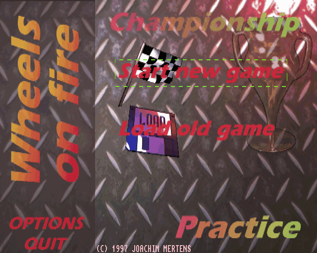 Wheels on Fire (Amiga) screenshot: Main menu