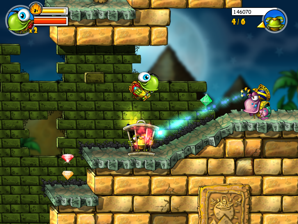 Turtix (Windows) screenshot: These guys will shoot magic missiles right back at you. Really fast too!