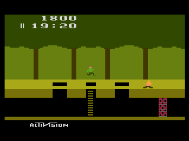 A Collection of Activision Classic Games for the Atari 2600 (PlayStation) screenshot: Now, you control Pitfall Harry, who is on a quest to locate treasure deep in the jungle (Pitfall).